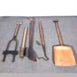 Wooden grain shovel, shepherds crook, etc.