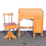 A beechwood child's desk and chair,