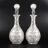 A pair of lead crystal mallet shape decanters