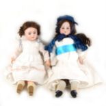 Two Armand Marseille bisque head dolls, 47cm and 51cm, one with composition body, fixed eyes, open