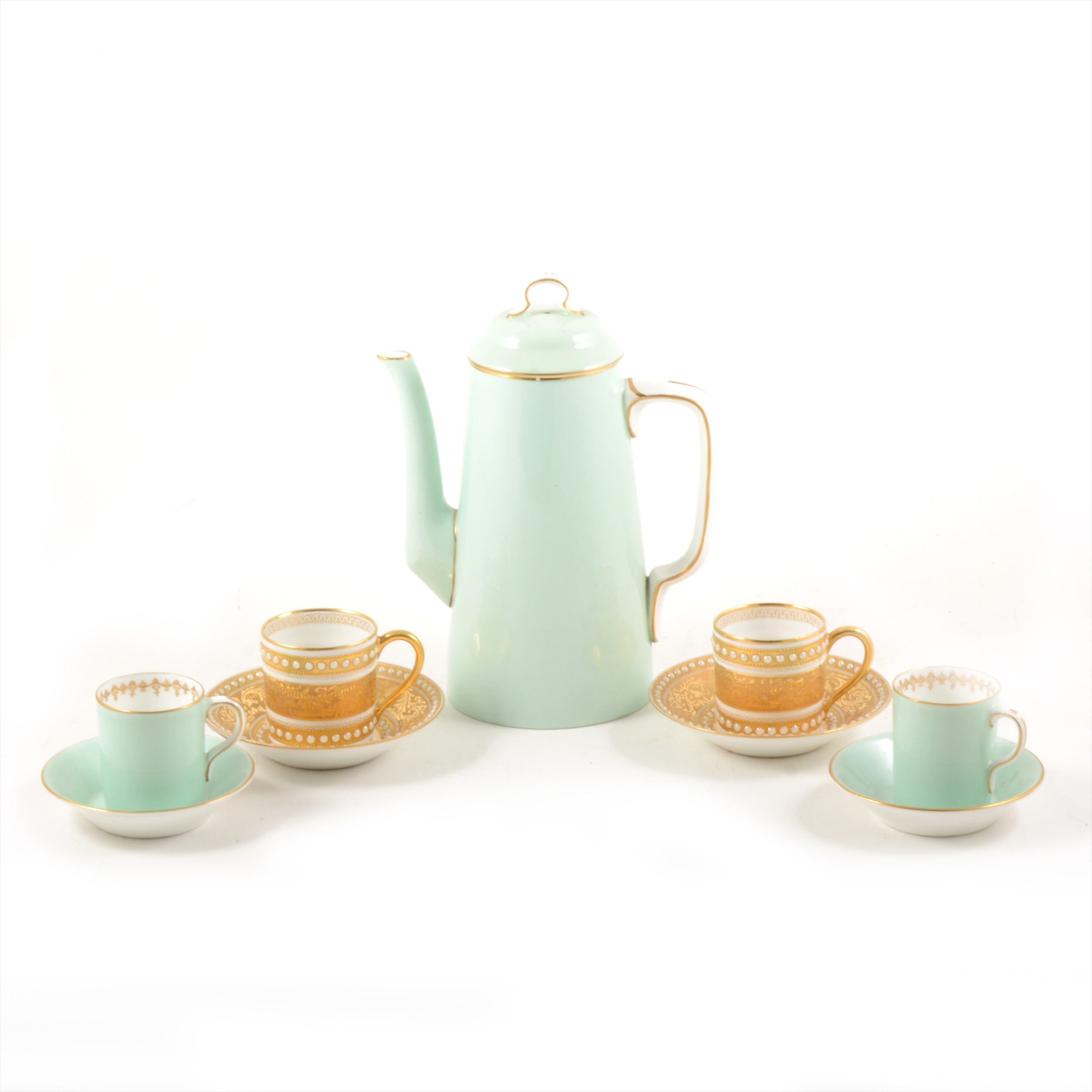 Worcester part coffee set and Limoges coffee cans, - Image 2 of 2