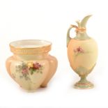 Royal Worcester miniature ewer and a similar vase,