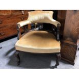 Victorian walnut tub chair,