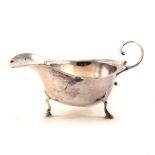 Silver sauce boat, maker's mark rubbed but stamped Asprey London, Birmingham 1928