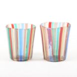Two Italian 'a canne' glass beakers, probably by Gio Ponti, Venini.