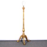A gilt wood standard lamp,