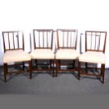 A set of eight George III style stained wood dining chairs, ...