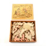 W. Peacock Dissected maps wooden puzzle, England and Wales, in wooden box.