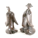 A near pair Japanese bronze figures, Meiji