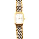 Omega - a lady's quartz gold-plated and steel bracelet watch.