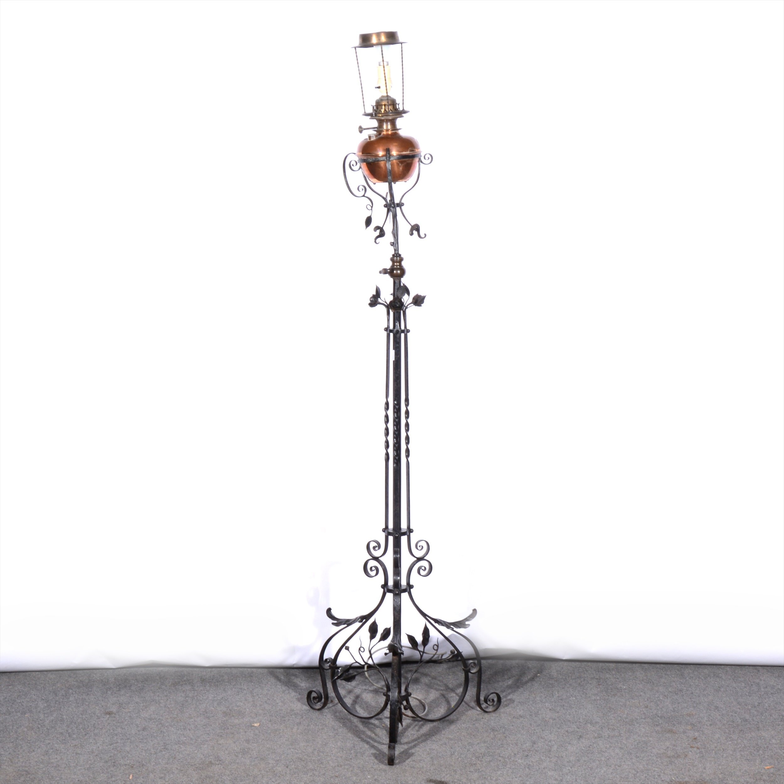 A Victorian cast metal standard lamp,