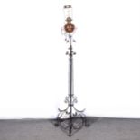 A Victorian cast metal standard lamp,