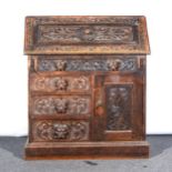 Victorian carved oak bureau,