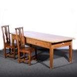 A pine kitchen table,