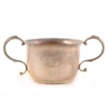 William & Mary style porringer, marks cancelled