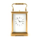 A French brass cased repeating carriage clock, hour repeating