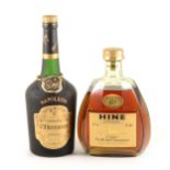 Hennessy Napoleon Cognac, and a Hine Antique Cognac, late 1970s bottling.