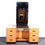 An oak utility dressing table, 1940s, with similar stool.