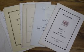 Royal Interest - service programmes for the funeral of Diana Princess of Wales, Earl Mountbatten,