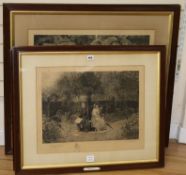 Four W.Dendy Sadler engravings, 'For Weal or Woe'; 'Scandal and Tea'; 'Memories' and 'Rivals'