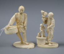 Two 19th century Meiji period carved ivory figures