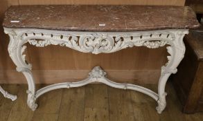 A painted console table with rouge marble top W.130cm