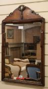 A Queen Anne style walnut wall mirror W.47cm