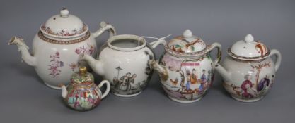 Four Chinese teapots, Qianlong period and another (5)