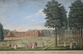 18th century, coloured aquatint, 'The Royal Palace of Kensington', (unframed) and three other prints