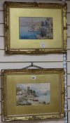 Henry B Wimbush (1861-1910), pair of watercolours, coastal scenes, signed 17 x 27cm.