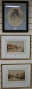 F. Forde, pair of watercolours, Village scenes, 1906, 18 x 29cm. and a portrait of a lady