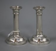 A pair of George V silver dwarf candlesticks (a.f.), 10cm.