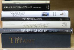 A quantity of reference books relating to Faberge, Tiffany, Cartier, Lalique and Baccarat