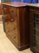 A mahogany round cornered chest of drawers W.122cm