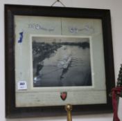 A decorated boat race photograph; St John's College, Oxford 1906 42 x 43cm.