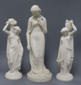 Three parian ware figures tallest 43cm