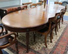 A George III style mahogany D end extending dining table W.334cm