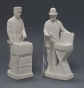 A pair of Victorian bisque figures of street vendors height 20cm