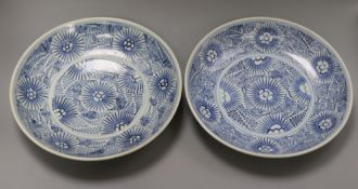 Two Chinese blue and white dishes, Jiaqing from the Diana Cargo, with Christie's labels diameter