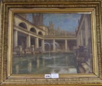 Francis S. Walker (1848-1916) oil on canvas, Roman Baths, Bath, Somerset inscribed verso 35 x 45cm.