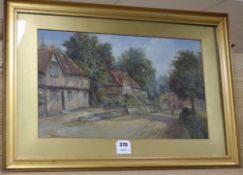 F.W. Burton, oil on board, Village lane 1902 29 x 48cm.ex Congelow House