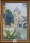 L.S.Sullivan oil on board, Moret sur Loing, signed 37 x 24cm.