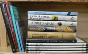 A quantity of reference books relating to paintings, dogs, cats, birds, horses, etc.