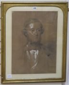 Victorian School, pencil and chalk, portrait of a gentleman 56 x 40cm.