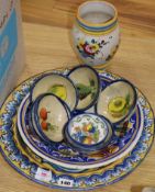 A Majolica charger Faience vase, a dish and seven others (10)