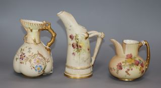 Three Royal Worcester blush ivory vessels tallest 15.5cm