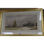John Cuthbert Salmon (1844-1917) watercolour, At Lowestoft, Suffolk, signed and dated 1865 25 x