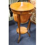 A satinwood circular work table W.41cm