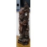 A Chinese carved wooden figural lamp height 57cm excl. light fitting