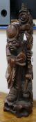 A Chinese carved wooden figural lamp height 57cm excl. light fitting